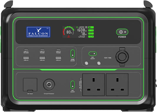 Draagbare Power Station – Mobiele Batterij – Externe Accu – Noodstroomvoorziening – Camping Accu – 1120Wh LiFePO4 Batterij – 2x 1200W AC Uitgangen met Snelladen