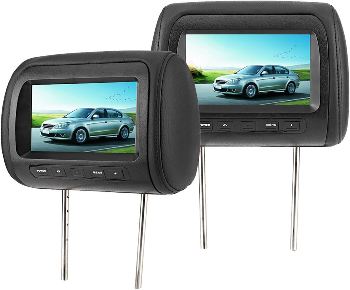 7 Inch LCD-scherm voor Autohoofdsteun, 2 Stuks 16: 9 800 X 480 Breedbeeld, Ondersteuning voor 2 Video-ingangen, Universele Autohoofdsteunmonitor met Draadloze Afstandsbediening,