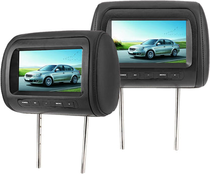 7 Inch LCD-scherm voor Autohoofdsteun, 2 Stuks 16: 9 800 X 480 Breedbeeld, Ondersteuning voor 2 Video-ingangen, Universele Autohoofdsteunmonitor met Draadloze Afstandsbediening,