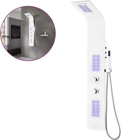 Douchepaneel – Douchekolom – Regendouche – Massagejets – Handdouche – Aluminium – 130 cm Hoog – LED Verlichting