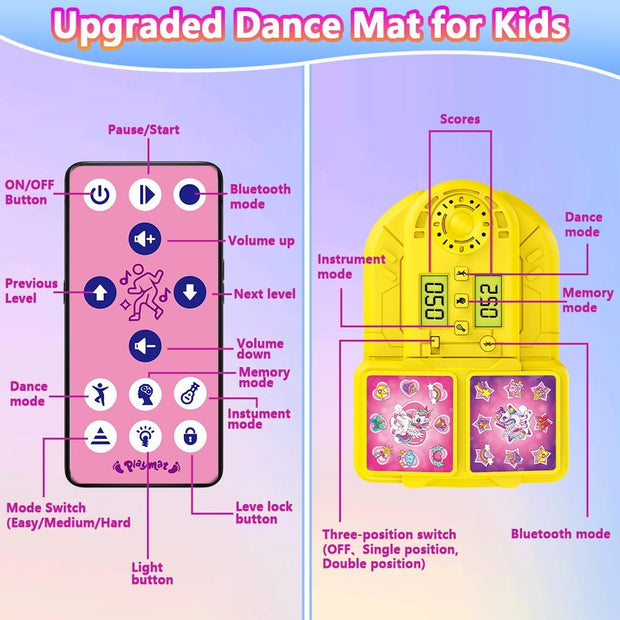 Interactieve Dansmat - Muziekspel - Muziekmat - Dansmat voor Meisjes - Kindereneren - Muziek en Dansspel - met 9 Niveaus - voor 3-12 jaar - voor Buiten - Binnen