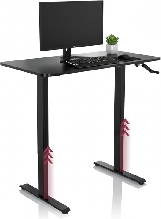 hjh OFFICE 802115 bureau in hoogte verstelbaar 120 x 60 cm Stand CR zwart computertafel handmatig verstelbaar