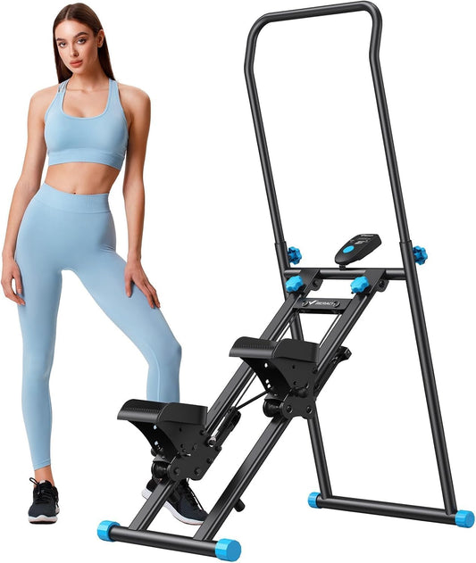 MERACH Trapstepper voor thuisgymnastiekoefening, compacte opvouwbare trapmaster voor dagelijkse cardiotraining, trapklimmer met 2 standen, verstelbare pedalen