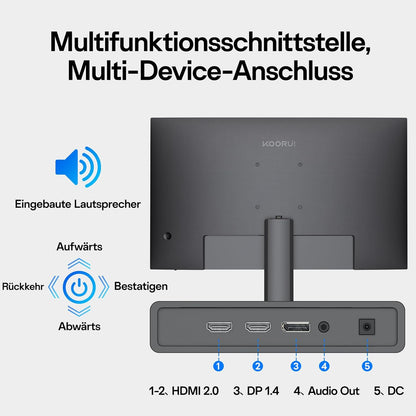 KOORUI 32 Zoll Monitor,4K UHD 3840×2160 PC Monitor,VA,60Hz,99% sRGB,HDR10,Adaptive Sync,Integrierte Lautsprecher,2×HDMI 2.0 & DP 1.4,VESA 100×100 - QUORE
