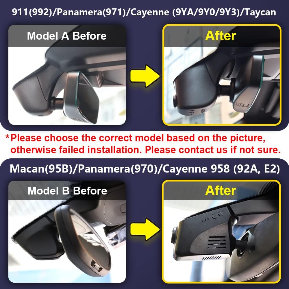 FITCAMX Dash Cam compatibel met Porsche 911 (992) Cayenne (9YA 9Y0 9Y3) Panamera (971) Taycan, 4K WiFi-video UHD, OEM-accessoires, parkeermonitor, Wireless Plug & Play, 64GB-kaart