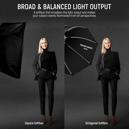 NEEWER BASICS Achthoekige Softbox Kit voor Studio Fotografie Video-opname Streaming, 35"/90cm Quick Release Bowens Mount Softbox/Grid/Lichtdiffusers/Bag, voor Continue Verlichting Strobe Flash, NS34P