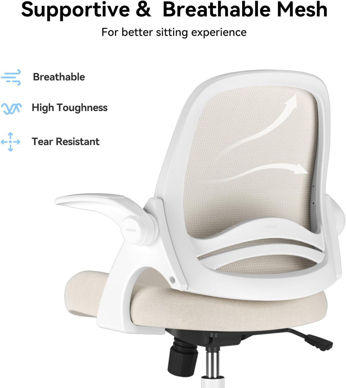 Bureaustoel – Ergonomische Stoel – Office Chair – Kantoorstoel – Bureaustoelen – Inklapbare Armleuningen – Canvas Zitting – 360° Draaibaar