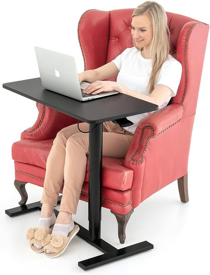 Tatkraft Bliss Airlift Pneumatisch Zit-Staand Laptopbureau met Wielen, Verstelbare Hoogte 73,7 – 114,3 cm Moeiteloos Gaslift Regeling, Mobiele Rolbare Laptopstandaard voor Thuiskantoor, Groot