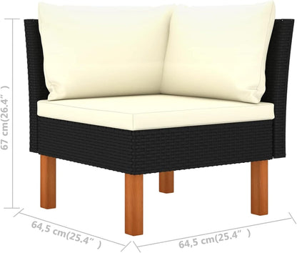 Corner Sofas, Pack of 2, Poly Rattan and Eucalyptus, Solid Wood, Small Sofa for Teenage Room, Sofa Bed, Permanent Sofa Bed, Living Room - QUORE