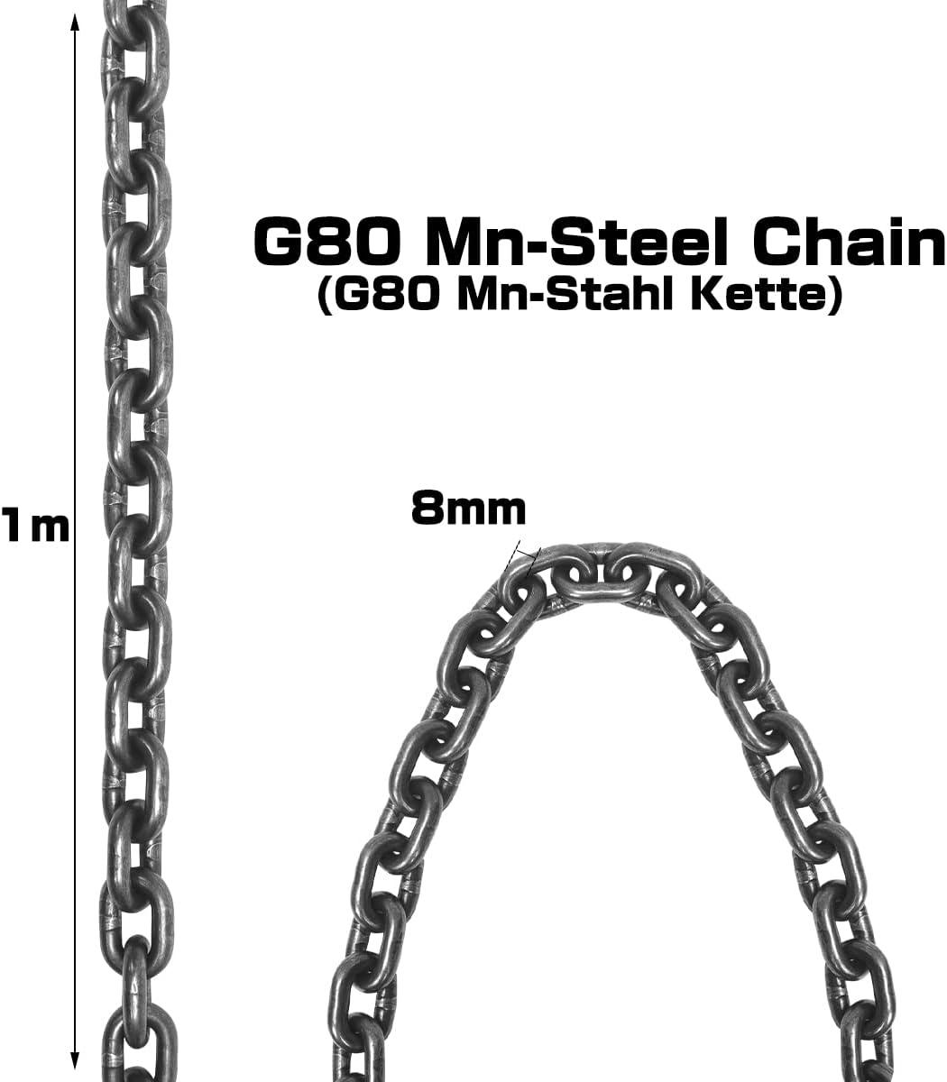 G80 Kettinghanger voor zware belasting, mangaanstaal, 4 strengen voor het heffen, met 6,4 T draagvermogen (8 mm x 1,45 m)