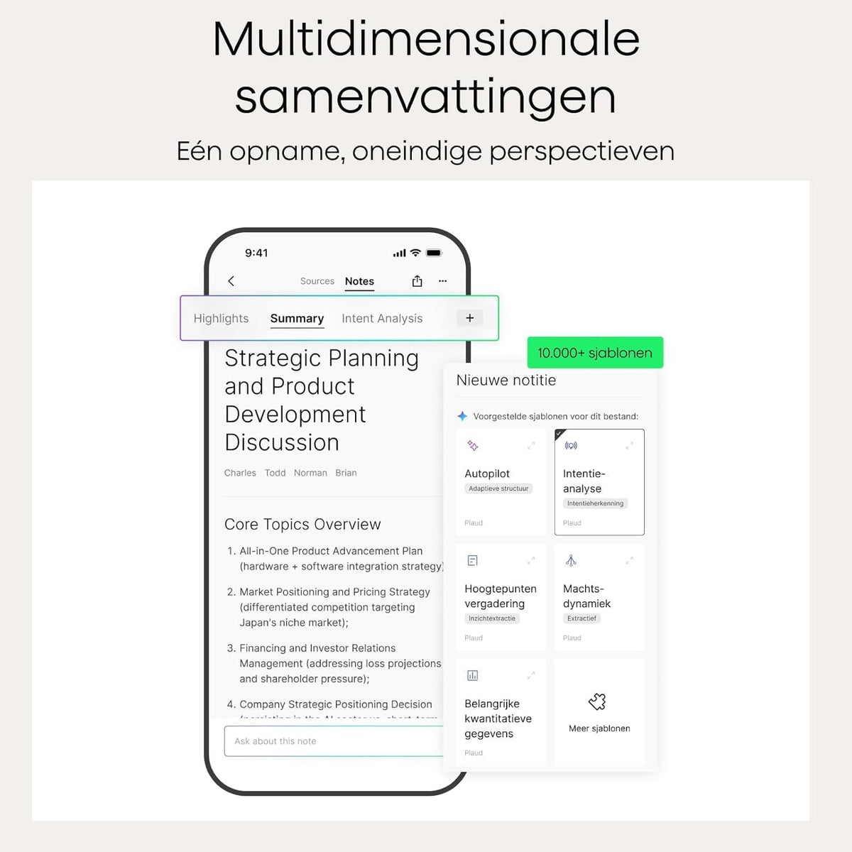 Plaud Note Digitale AI Spraakrecorder voice recorder met AI Transcriptie en samenvattingen audio ondersteunt 112 talen audio recorder voor colleges vergaderingen (Davyblauwe Note met davyblauwe hoes)