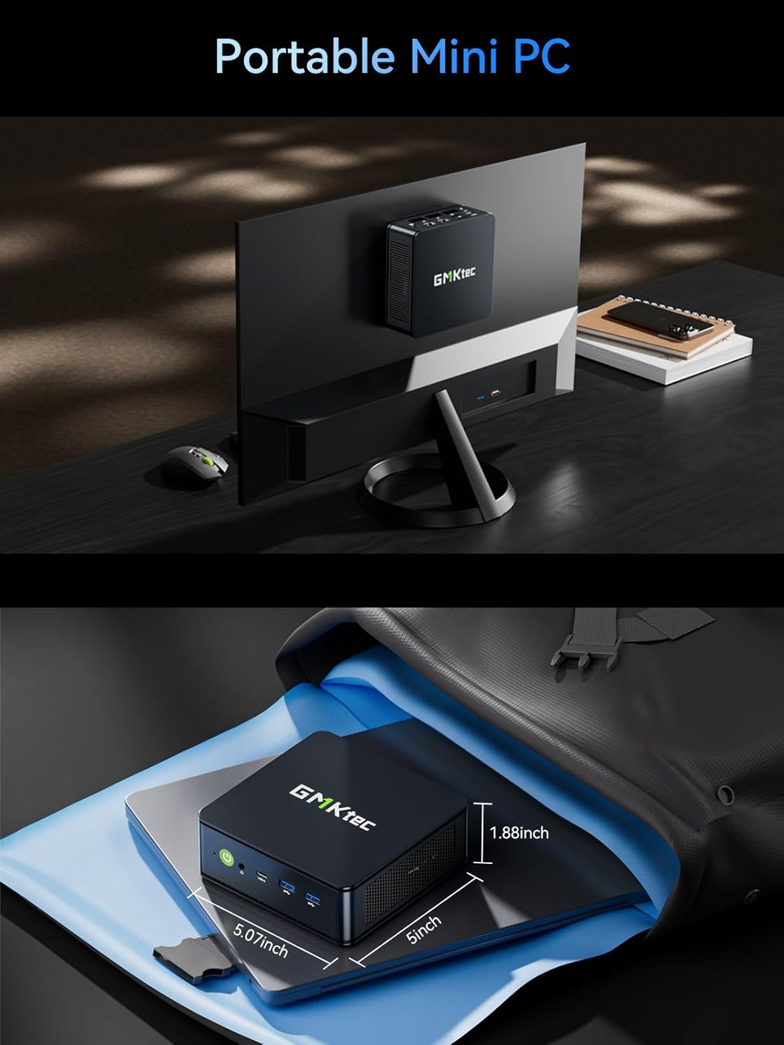 GMKtec M6 Ultra Gaming Barebone Mini-PC Ryzen 5 7640HS (aufgerüstet auf 6600H/6800U), KEIN RAM, KEINE SSD, Dual-NIC-LAN 2,5 GbE Mini-Computer, dreifaches 4K-Display, WiFi 6, USB4, BT 5.2, DP