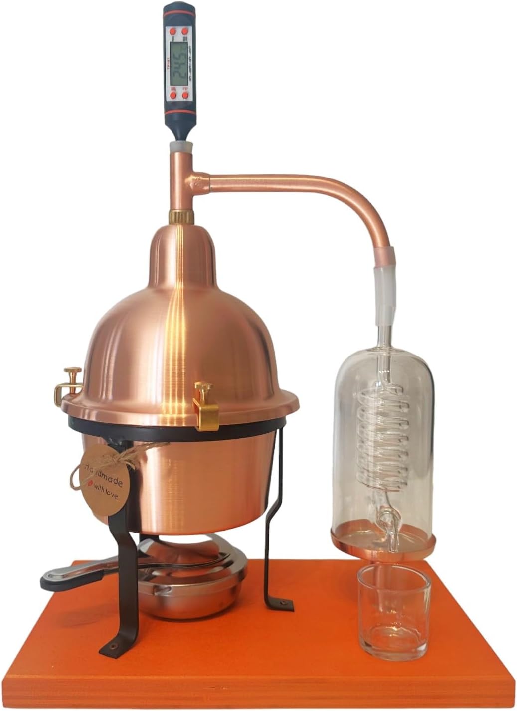 Distiller for copper essential oils, with glass condensing column - QUORE