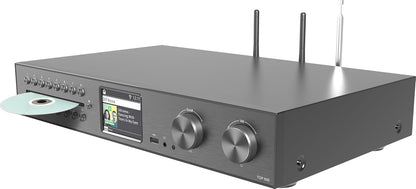 TELESTAR TOP 550 HiFi-systeem met versterker en cd-speler (43 cm breedte, 2 × 30 W, internetradio/DAB+, Bluetooth zend-/ontvangstfunctie, USB-opname, streamingdiensten) - zwart