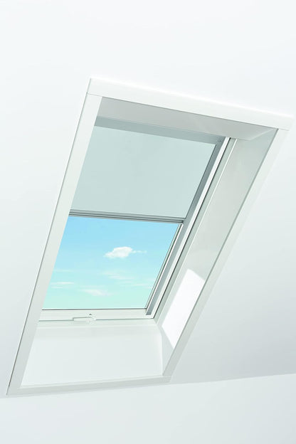 Original Roto Blackout Roller Blind ZRV Almost Full Darkening Guide Rail Silver For Roto Skylight Series Designo R4/R7 and Classic 43/73 with Size 094/118 | 09/11 Light Grey - QUORE