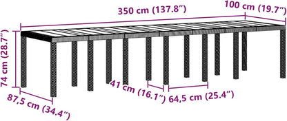 Tuin Eettafel – Buitentafel – Terrastafel – Dining Tafel – Buitenmeubel – Poly Rattan – Weerbestendig – Stevig Stalen Frame – 350x100x73 cm