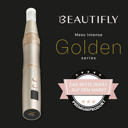Beautifly Meso Intense Golden microneedling pen, mesotherapie, gezichtsmassageapparaat, anti-rimpels, dermapen, dermaroller, massageapparaat, anti-aging, massage, gezichtsmassage