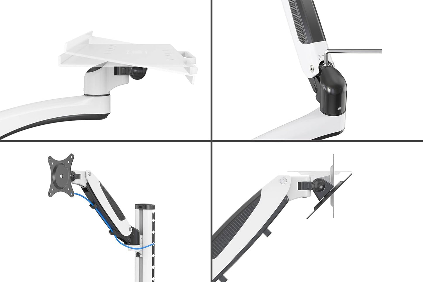 DIGITUS Sta-/zitwerkplek - Monitorbevestiging & plank - Wandmontage - 1x gasdrukveer 1x dubbele scharnierarm - 1 monitor - Tot 27 inch - VESA 75x75, 100x100 - Zwart