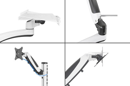 DIGITUS Sta-/zitwerkplek - Monitorbevestiging & plank - Wandmontage - 1x gasdrukveer 1x dubbele scharnierarm - 1 monitor - Tot 27 inch - VESA 75x75, 100x100 - Zwart