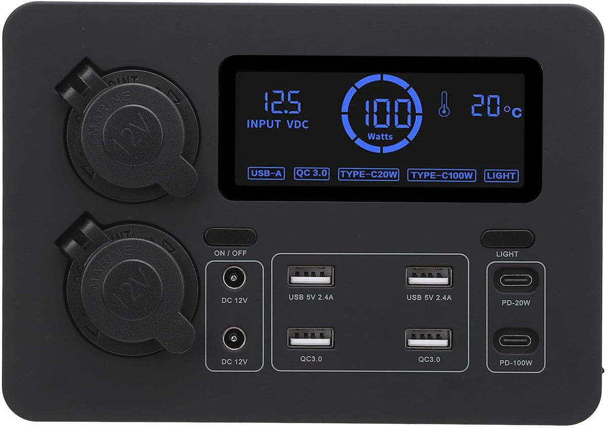 12V Power Box voor Boten Caravans en Auto’s met LCD Display USB C QC3 0 en 4 Anderson Uitgangen Multifunctionele Stroomverdeler voor Onderweg