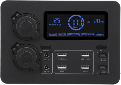 12V Power Box voor Boten Caravans en Auto’s met LCD Display USB C QC3 0 en 4 Anderson Uitgangen Multifunctionele Stroomverdeler voor Onderweg