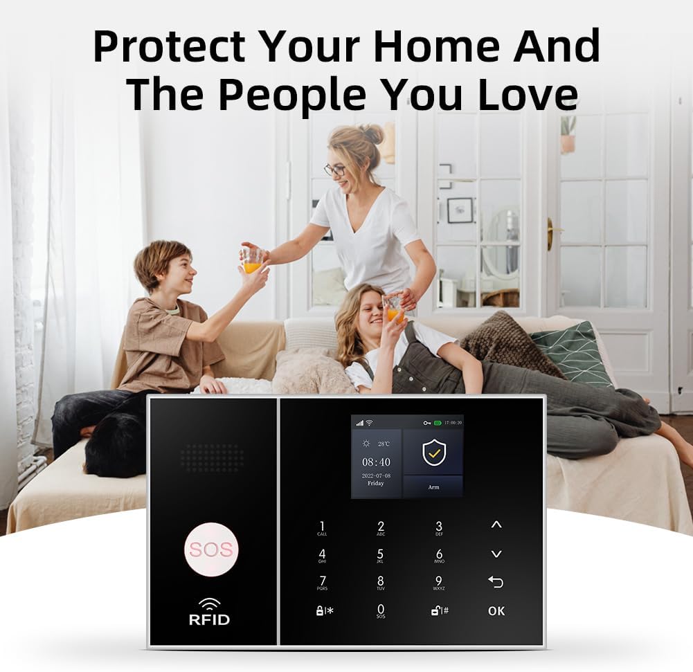 XNY WiFi huisalarm, diefstalbeveiliging, huis 4G, kit, 12 stuks, draadloos huisalarm met app-alarm, bewegingsmelder, deurraamsensor, afstandsbediening, sirene, werkt met Alexa en Google Assistant