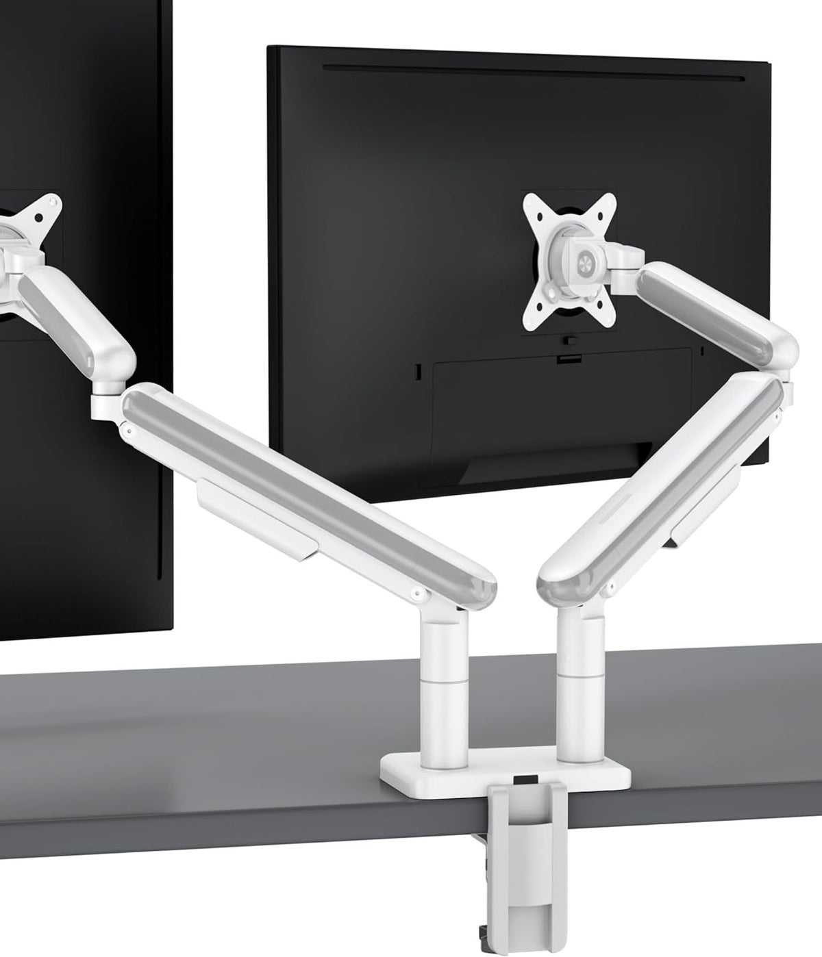Desktronic Dual Monitor Bracket, Up to 34" & 8kg, 360° Rotation, Height Adjustable, Sturdy, Easy Installation, For Large Screens, Ergonomic Design, Compatible with All VESA 75/100, White - QUORE