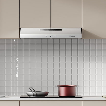 GASLAND SR60WS Afzuigkappen, 60 cm, circulatiemodus, stille afzuiging 214 m³/h, 3 standen touch-bediening, hangende kappen met koolstoffilter CF158, wit metaal met glazen kap