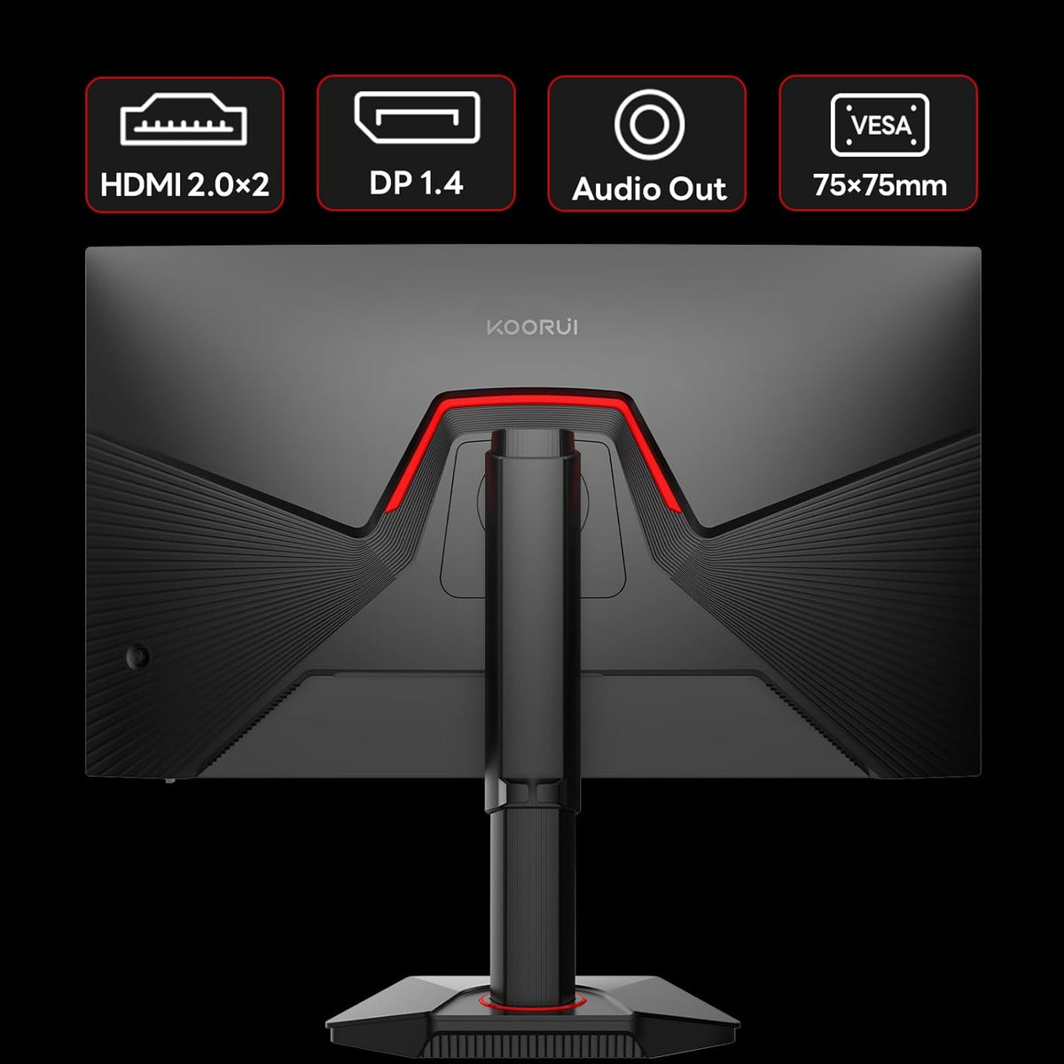 KOORUI G2722P Gaming PC Monitor 27 inch 200 Hz, QHD 2560 x 1440, Fast IPS 1ms, HDR400, 95% DCI-P3, Adaptive Sync, Height Adjustable, HDMI 2.0 & DP 1.4, Eye Care - QUORE