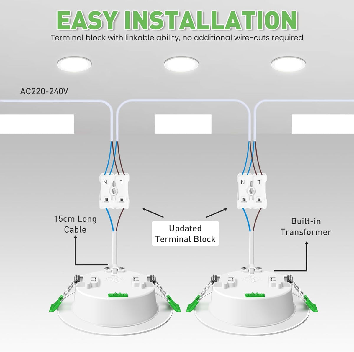 ALUSSO LED Downlights Plafond Dimbaar 10W 1050LM IP44 Inbouw Plafondlampen, 3CCT 3000K Warm 4000K Neutraal 6500K Cool Verstelbare Badkamer Spotlights, Wit, 12 Pack