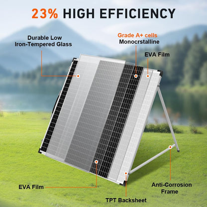 DOKIO Zonnepaneel Draagbaar Opvouwbaar 160W 18V met solar-oplader (2 USB-poorten) voor 12V Batterij, inclusief transporttas, voor camping, camper of boot op zonne-energie