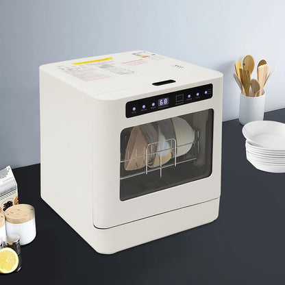 Mini-vaatwasser, 800 W, 2 etages, draagbare tafelvaatwasser, 43 x 39 x 46 cm, vaatwasser, klein, met 4 wasmodi, touch-control, led-display, auto-droging, tafelvaatwasser voor keuken, woonplaats