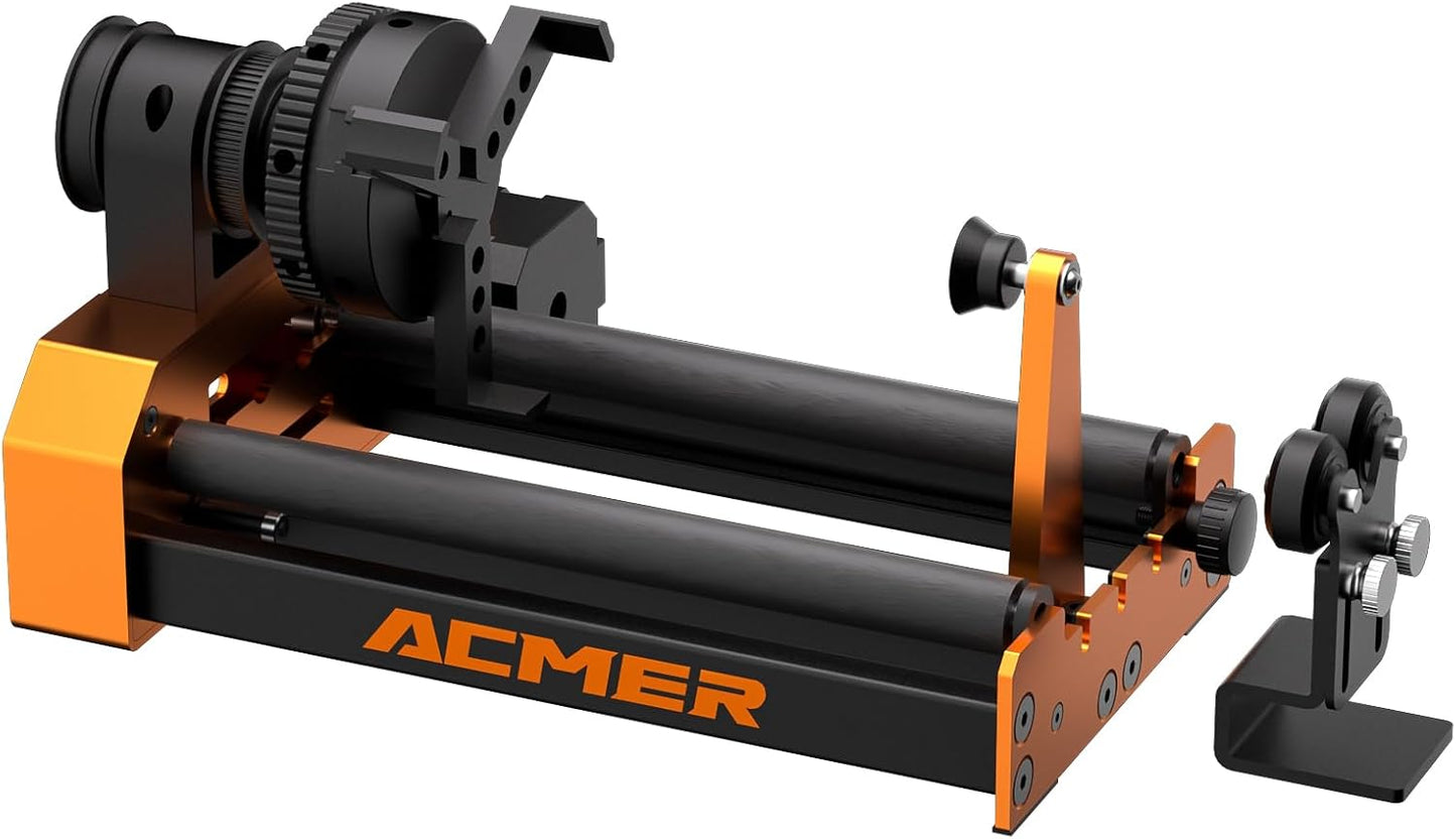 ACMER M4 laser roterende rollaser roterende roller lasergravure Y-as roterende rol 360° met 3-150 mm graveerruimte voor cilindrische objecten en ringen geschikt voor hv en de meeste
