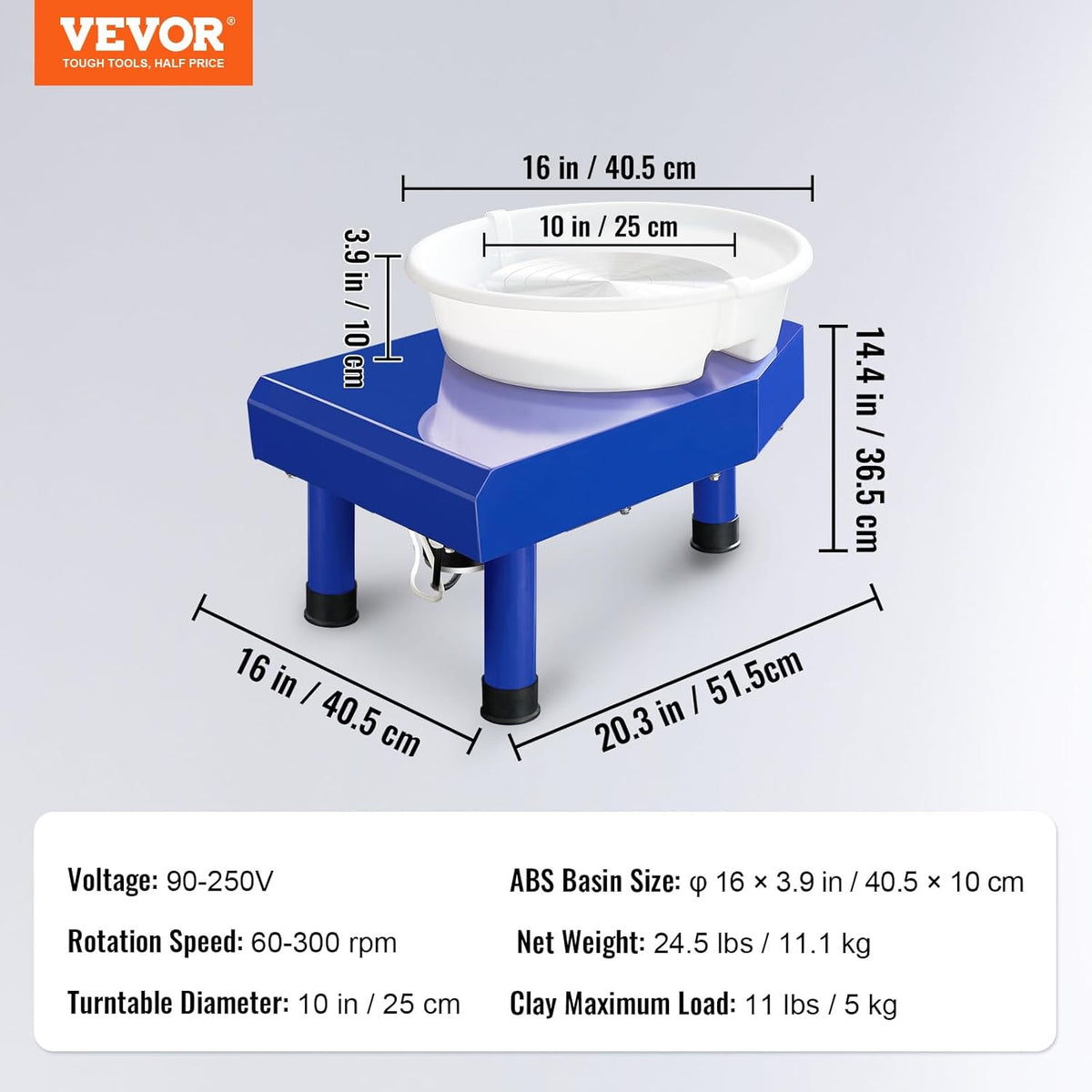 VEVOR Voetpedaal ABS afneembaar bassin, sculpting tool schort accessoire kit voor werk kunst ambachtelijke doe-het-zelf, blauw