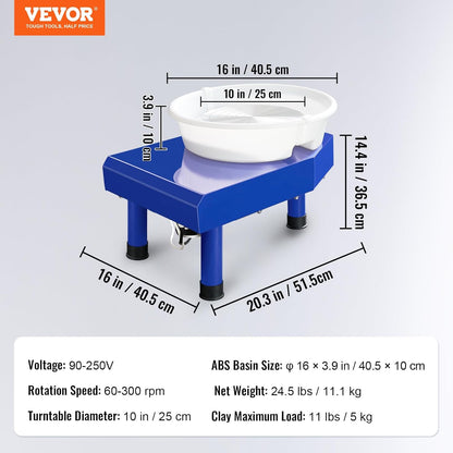 VEVOR Voetpedaal ABS afneembaar bassin, sculpting tool schort accessoire kit voor werk kunst ambachtelijke doe-het-zelf, blauw