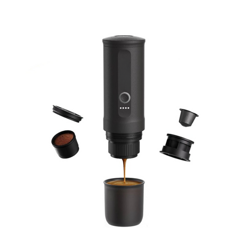 Mini Automatic Espressomachine - Koffiemachine - Draagbare Handmatige Espresso Machine - met 3-4 min. Zelfopwarming - 20 bar - 80ml - voor Kantoor - Fietsen - Hiking - ‎7 x 7 x 23 cm - Ruimte Grijs