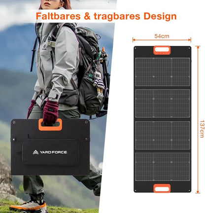 YARD FORCE Draagbaar zonnepaneel LX SPP10 voor zonnegenerator thuis, IP65 waterdichte opvouwbare zonne-oplader, compatibel met Yard Force Power Station voor outdoor camping