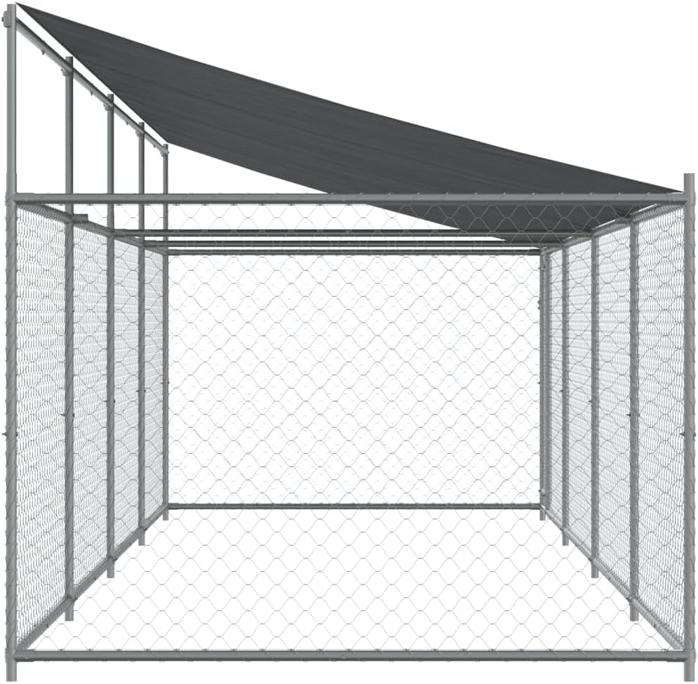 Dog Cage with Roof and Door grey 8x2x2m galvanized steel, Walk In Chicken Coop Galvanized Chicken Coop, Chicken Coop, Chicken Coop, Chicken Coop, Cage, Rabbit Hutch, Pet Box, Backyard