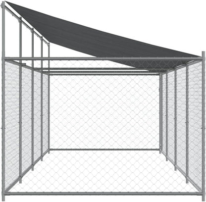 Dog Cage with Roof and Door grey 8x2x2m galvanized steel, Walk In Chicken Coop Galvanized Chicken Coop, Chicken Coop, Chicken Coop, Chicken Coop, Cage, Rabbit Hutch, Pet Box, Backyard
