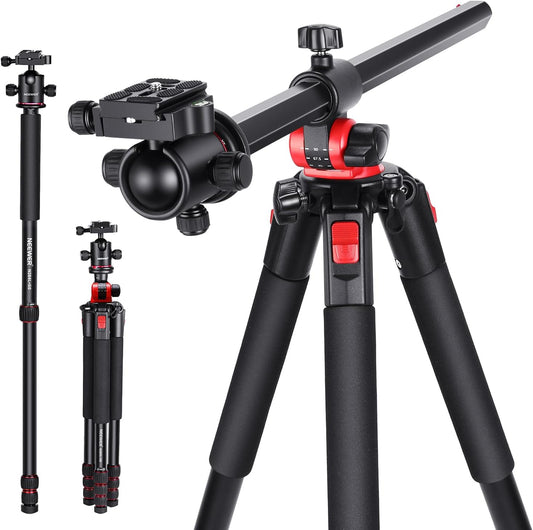 NEEWER 200 cm statief voor camera, monopod met middenkolom en kogelgewricht van aluminium, QR-plaat, boogtype, tas, camerahouder voor statief, horizontale belasting, maximale belasting 15 kg