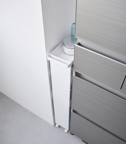 Yamazaki 1806 TOWER Slim 4~Tiered Storage Cart, white, Steel/Nylon, 13 x 48 x 80.5 cm