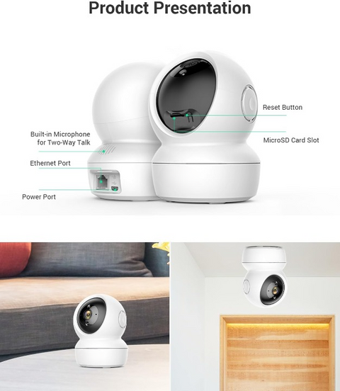 Beveiligingscamera Binnen - WiFi-bewakingscamera - Set van 2 - Draadloos Babycamera - 360° Tilt - 2,4 GHz - Intelligent Nachtzicht - met Slimme IR - Bewegingsdetectie - Automatische Tracking - Tweewegaudio - Wit