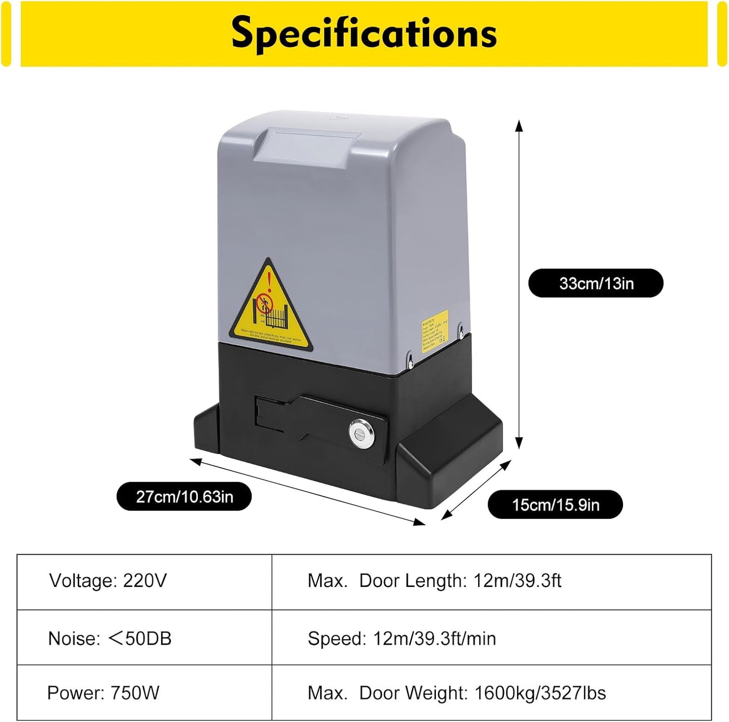 Schuifdeurmotor – Schuifpoortopener – Deuropener Automatisch – Elektrische Poortmotor – Poortaandrijving – 750W Koperen Motor – Veiligheidssensor Met Anti-Kleminstallatie