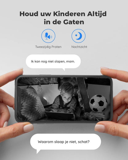 Beveiligingscamera - Wifi-beveiligingscamera - Baby Camerabewaking - Draadloos - voor Binnen - 2.4 & 5GHz - CCTV-camera - met AI-detectie van Mens - Huisdier - Automatisch Volgen - 3x Optische Zoom - Oudere Huisdieren - Tweerichtingsgeluid - Wit