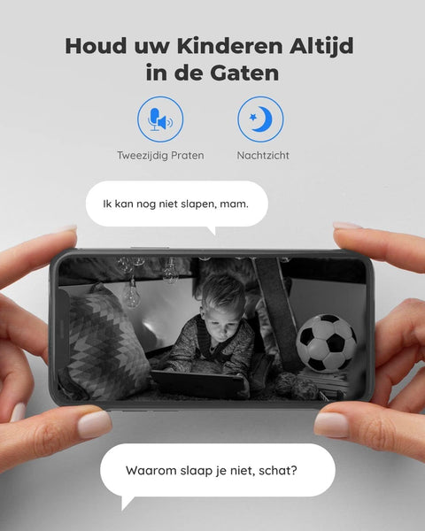 Beveiligingscamera - Wifi-beveiligingscamera - Baby Camerabewaking - Draadloos - voor Binnen - 2.4 & 5GHz - CCTV-camera - met AI-detectie van Mens - Huisdier - Automatisch Volgen - 3x Optische Zoom - Oudere Huisdieren - Tweerichtingsgeluid - Wit