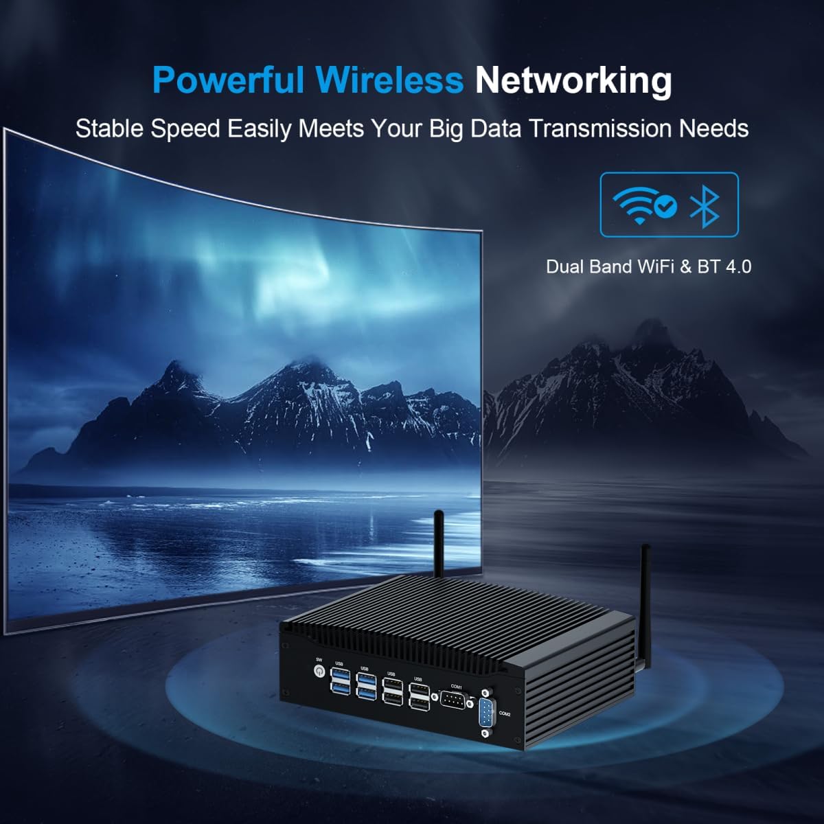 WEIDIAN Mini PC Fanless Industrial Win 11 Pro Core i5 8350U Mini Desktop Computer 8GB RAM 256GB SSD 4K 2xHD, 2xRS232 COM, 2xGigabit Ethernet, 8xUSB VESA Office Small PC Auto Power On Wake on LAN - QUORE
