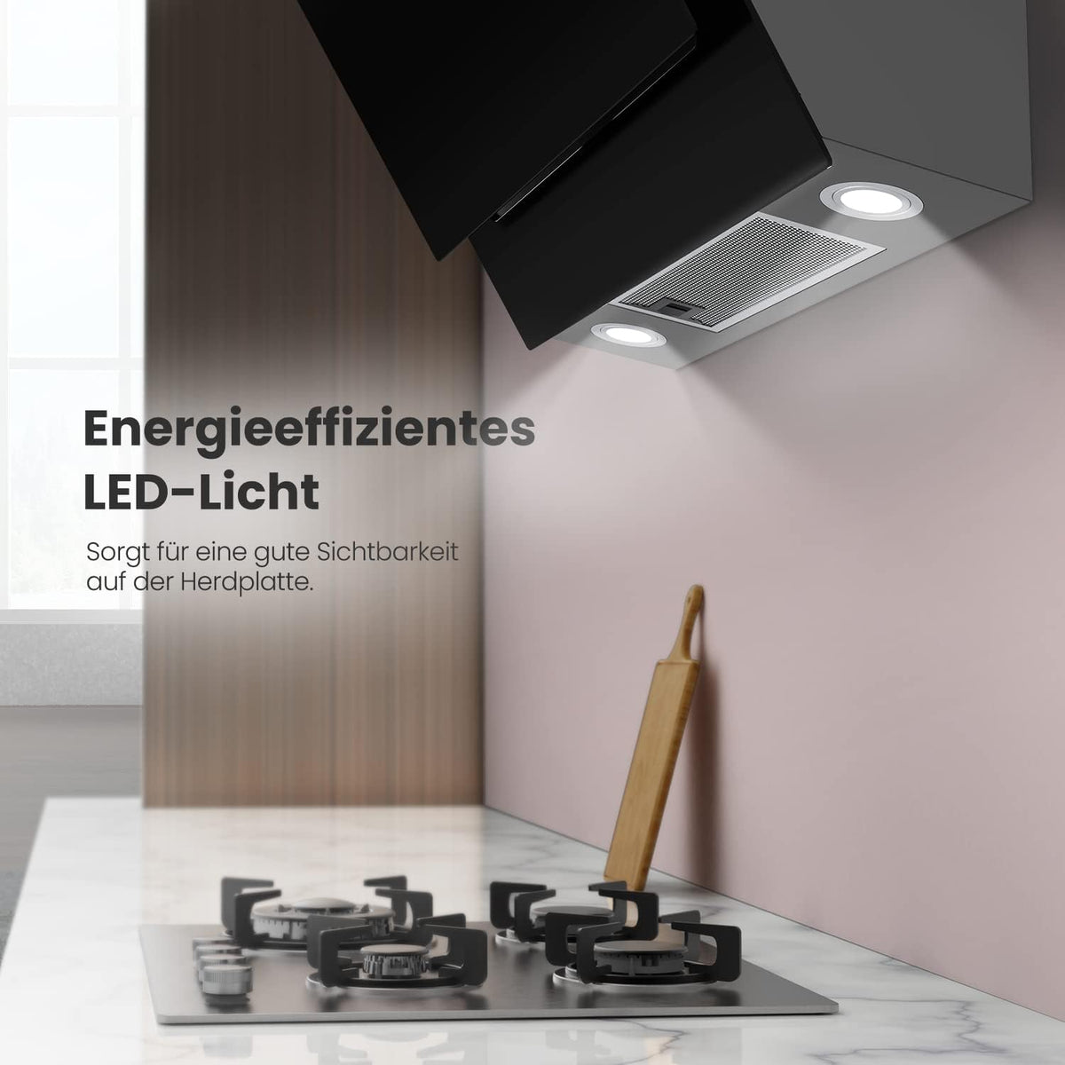 Afzuigkap 60 Cm Zwart – Wandafzuigkap – Schouwafzuigkap – Dampkap – Wasemkap – 650 M³/U – 4 Snelheden En Gebarenbediening