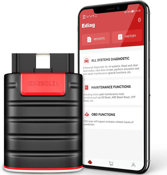 KINGBOLEN Ediag OBD2 Scanner Bluetooth, volledig systeem draadloze autoscanner met actieve tests, ECU-codering, 16 resets, olie/rem/EPB/TPMS, DPF-regeneratietool 1 jaar gratis update.