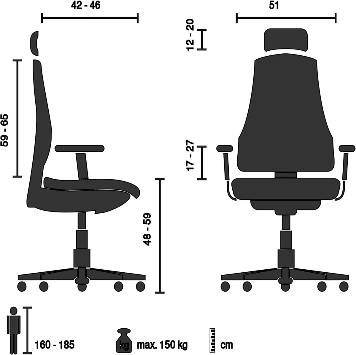 Ergonomische Bureaustoel – Kantoorstoel – Werkstoel – Directiestoel – Gamingstoel – 4D Verstelbare Armleuningen – Flexibele Lendensteun – Zwart I