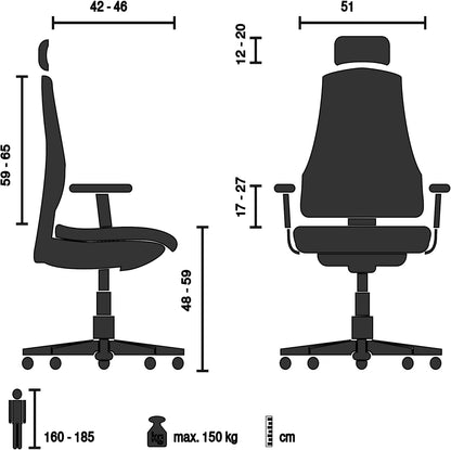 Ergonomische Bureaustoel – Kantoorstoel – Werkstoel – Directiestoel – Gamingstoel – 4D Verstelbare Armleuningen – Flexibele Lendensteun – Zwart I